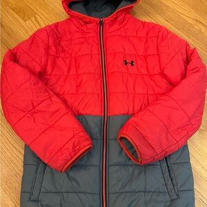 Under Armour Youth Puffer Jacket in Red and Gray reversible